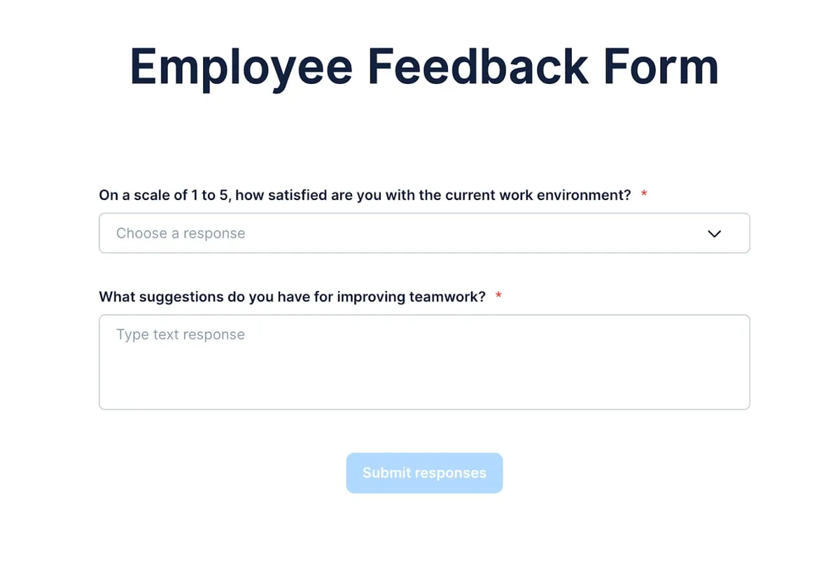 Form completion on the web interface