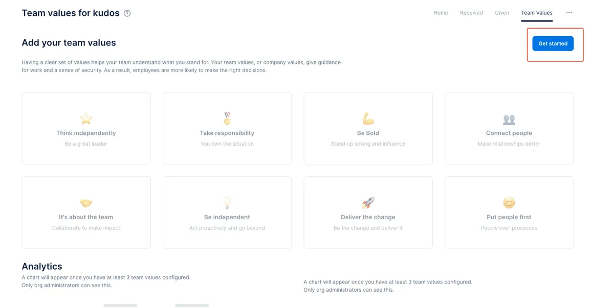Configuración de valores de equipo en Dailybot