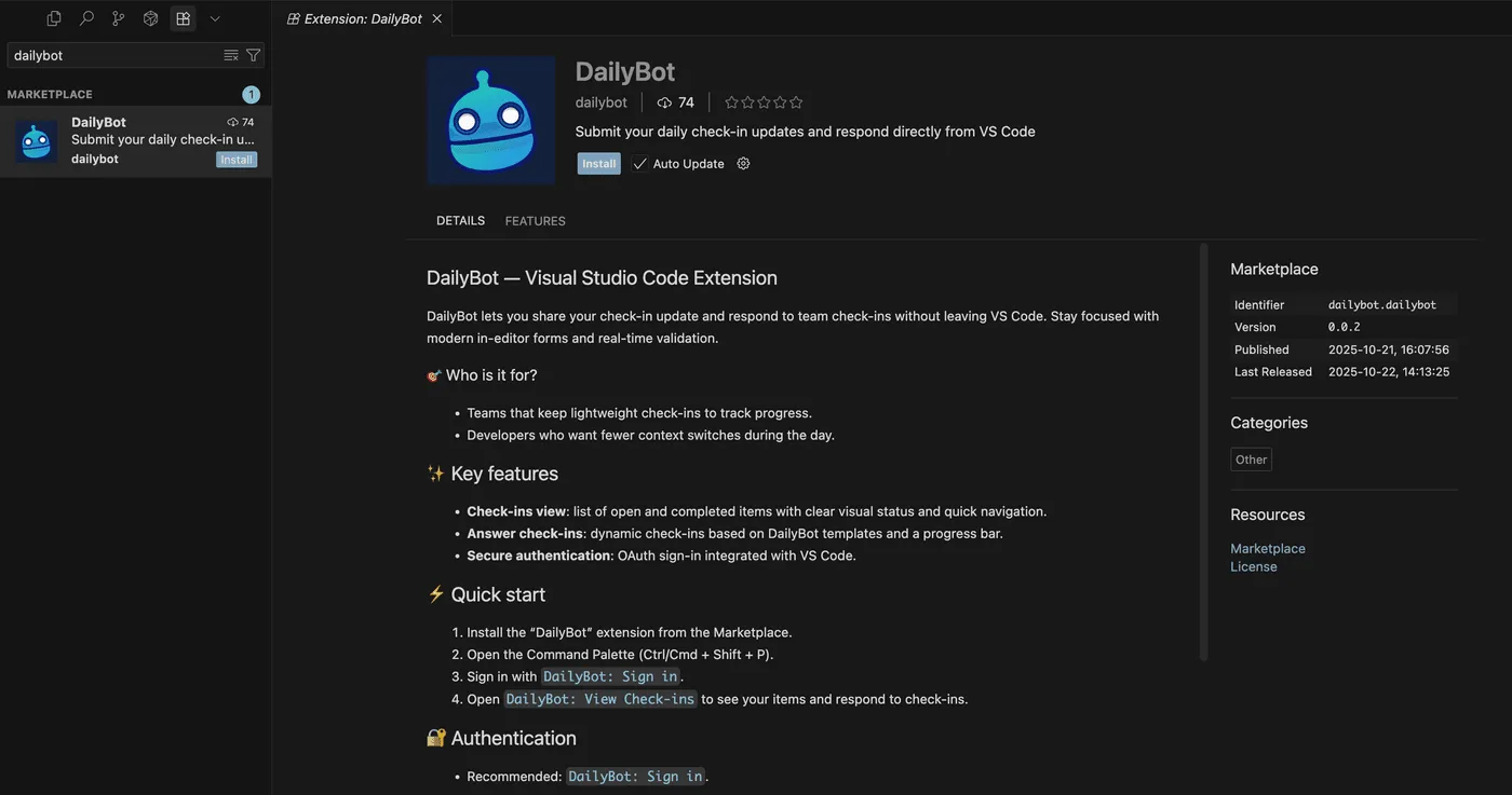 Check in directly from your IDE with VS Code and Cursor
